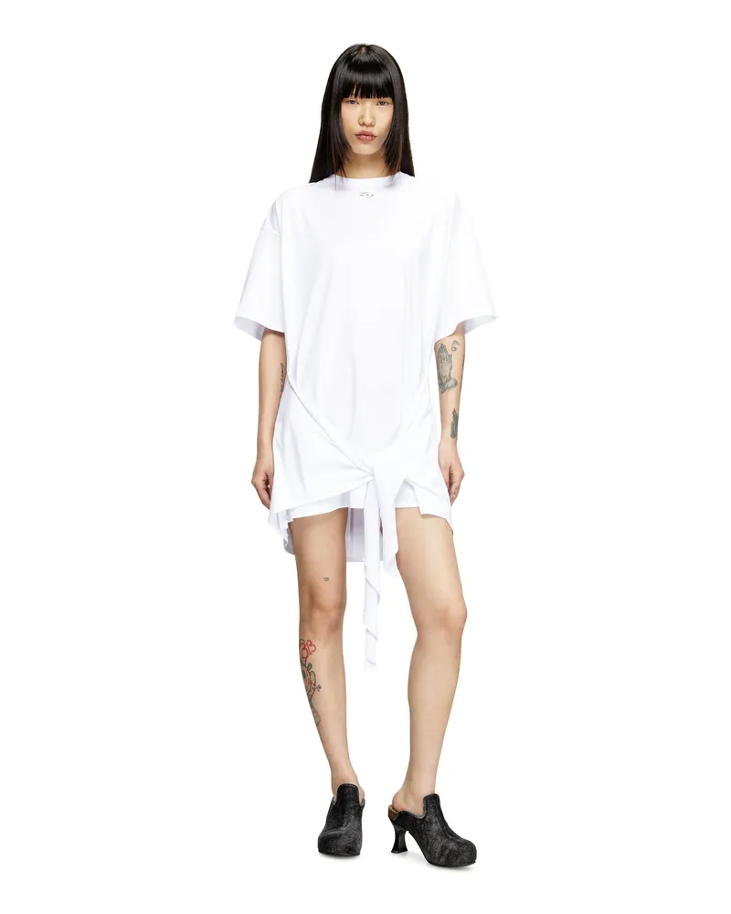 Diesel T-Shirt-Kleid mit Bindeband auf der Vorderseite - Kleider - Damen - Weiss Weiss