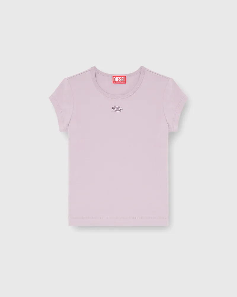 Diesel T-Shirt mit ausgeschnittenem, besticktem Logo - T-Shirts - Damen - Violett Violett