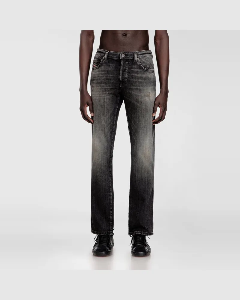 Diesel Slim Jeans Regular Waist 1993 D-Vyl, Schwarz/Dunkelgrau, Knopfverschluss Schwarz