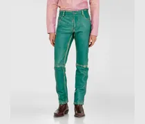 Hose aus behandeltem Leder - Hosen - Herren - Grün