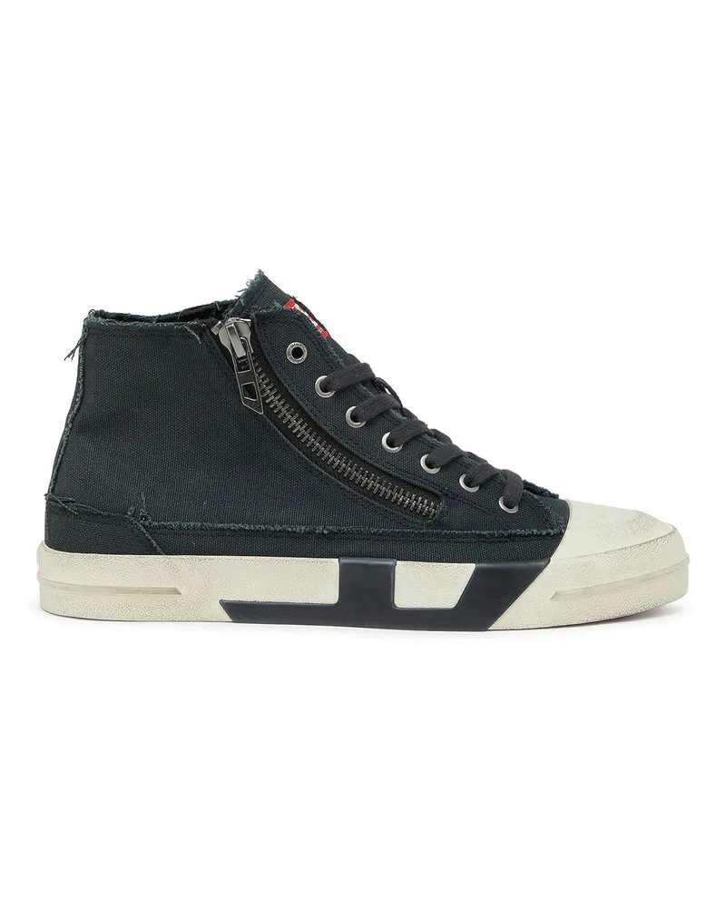 Diesel S-D-Verse - Sneakers aus ausgefranstem Canvas mit D Logo - Sneakers - Herren - Schwarz Schwarz