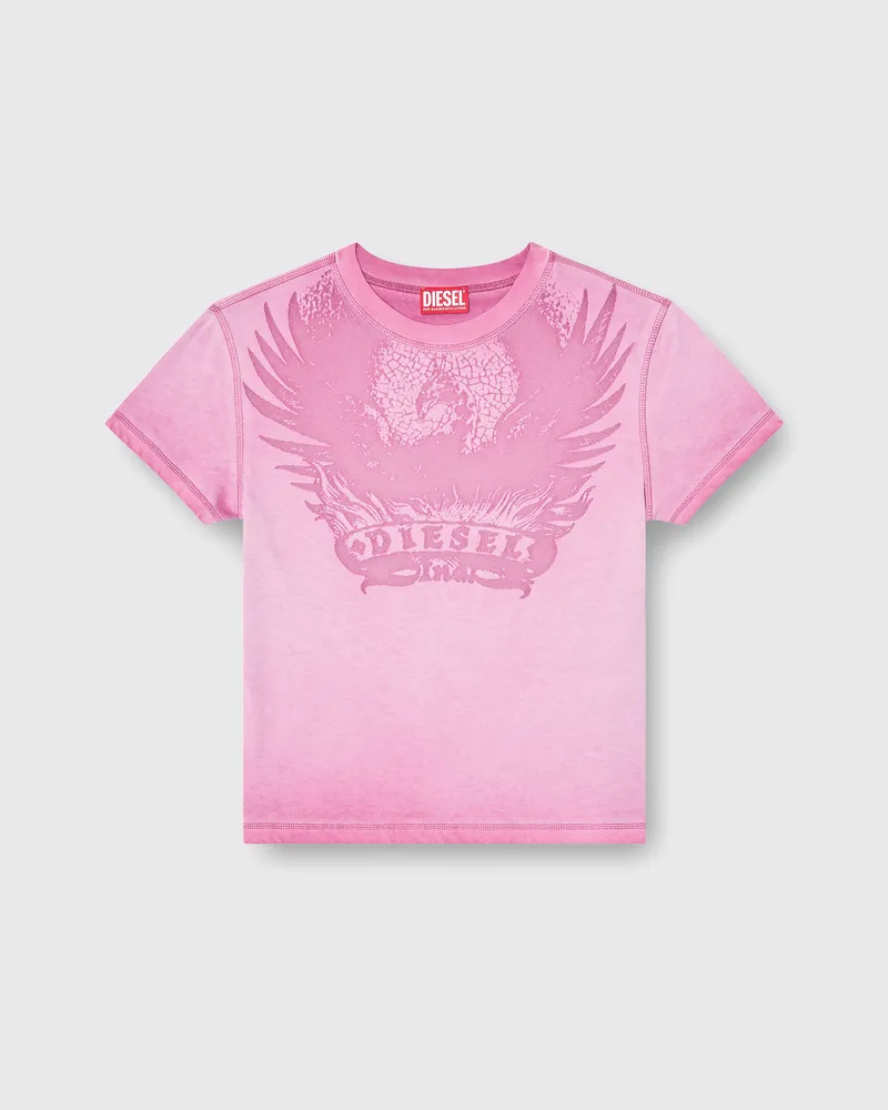 Diesel Slim T-shirt mit dévoré Phoenix - T-Shirts - Damen - Rosa Rosa