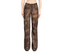 Jeans-geschnittene Lederhosen mit Distressed-Effekt - Hosen - Damen - Braun