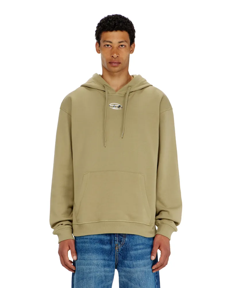 Diesel Baumwoll-Hoodie mit metallischem Oval D - Sweatshirts - Herren - Grün Grün