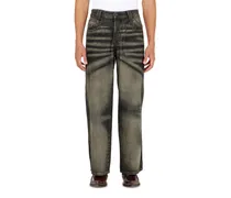 Relaxed Jeans High Waist 1982 D-Hakou, Schwarz/Dunkelgrau, Knopfverschluss