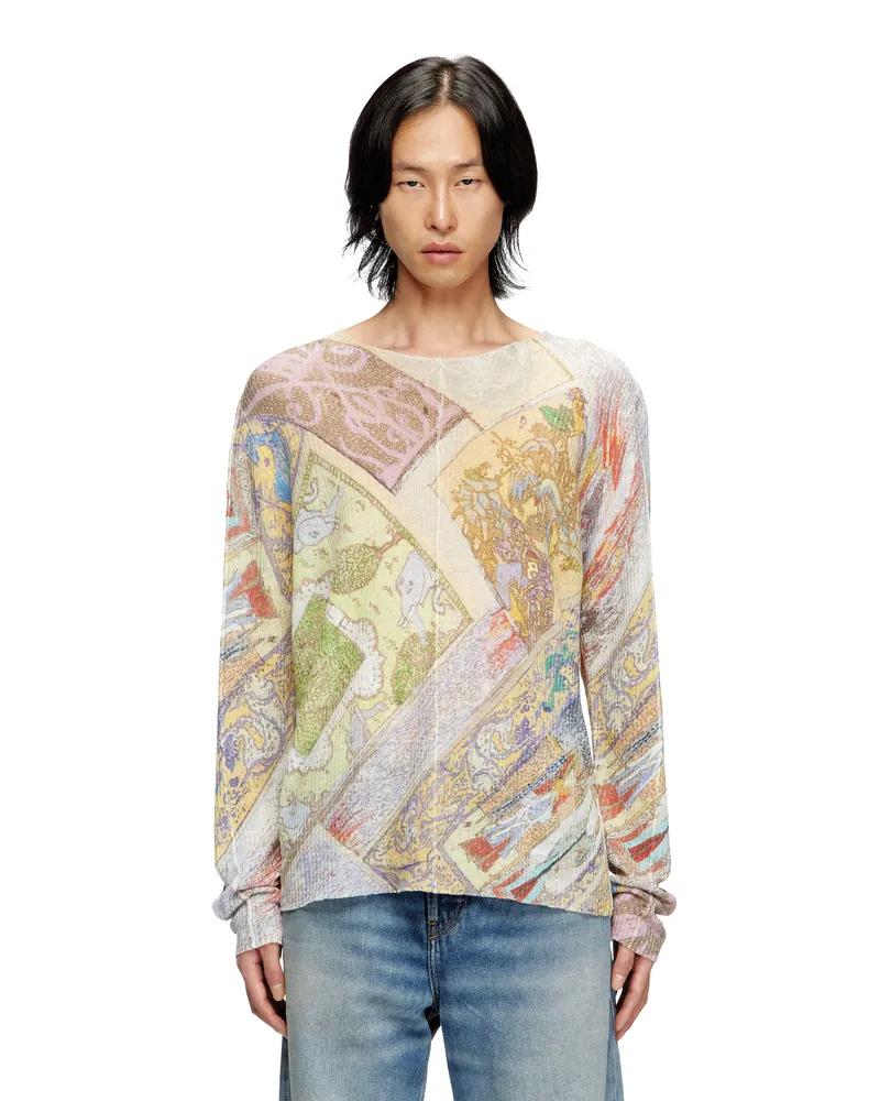 Diesel Pullover aus Leinen mit mittelalterlichem Print - Strickwaren - Unisex - Bunt Bunt