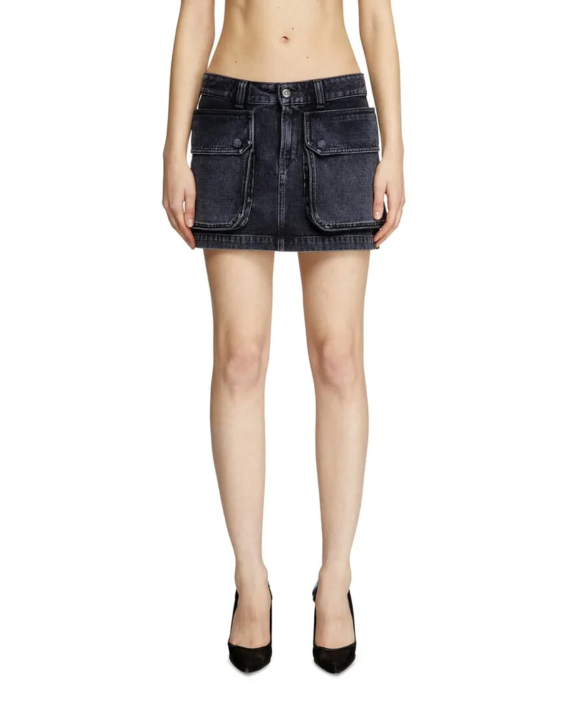 Diesel Mini-Rock aus Denim in Köperbindung - Röcke - Damen - Schwarz Schwarz