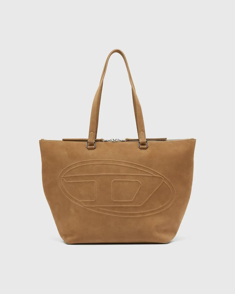 Diesel 1DR Dome-Suede Tote mit Oval D Logo - Shoppers - Unisex - Braun Braun