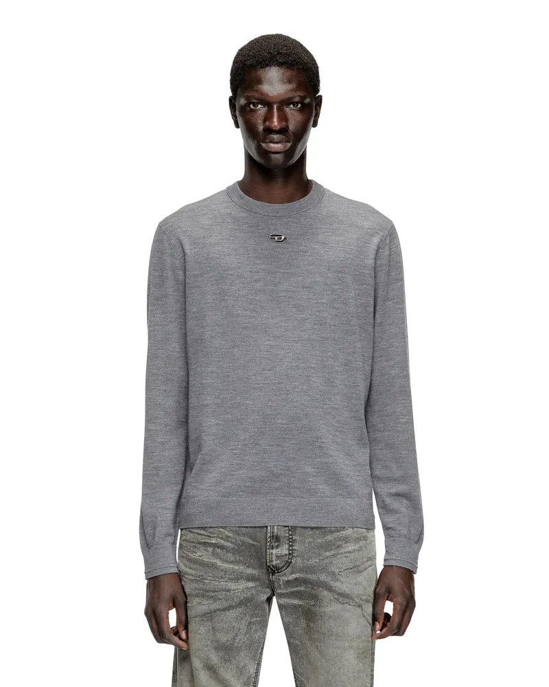 Diesel Pullover aus Wolle mit Cut-out-Logo - Strickwaren - Herren - Grau Grau