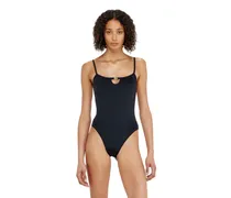 Nylon-Body mit Cut-out und Metall-Oval D - Bodys - Damen - Schwarz
