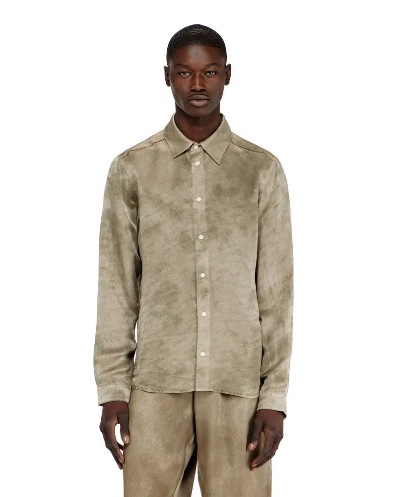 Diesel Shirt aus logo-jacquard-crinkled satin - Hemden - Herren - Braun Braun