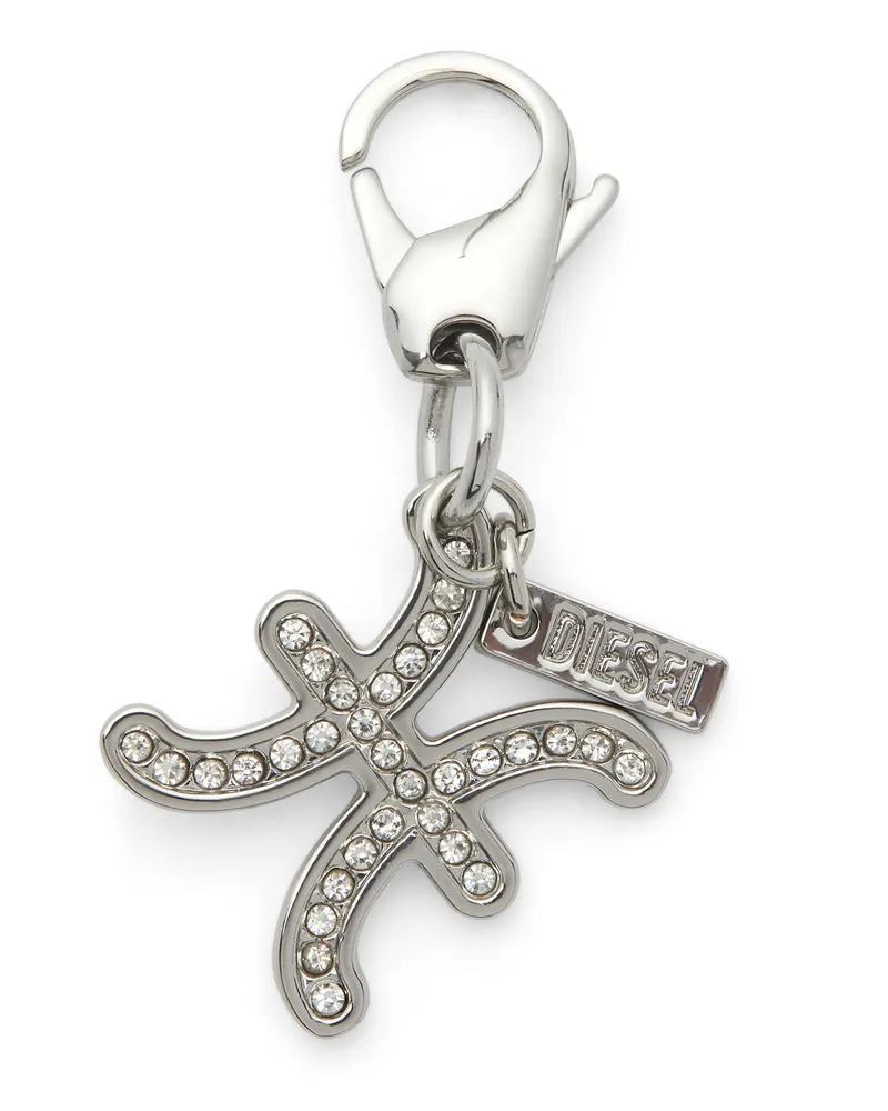 Diesel Metall-Fische-Anhänger mit Strasssteinen - Charms und Schlüsselanhänger - Unisex - Silber Silber