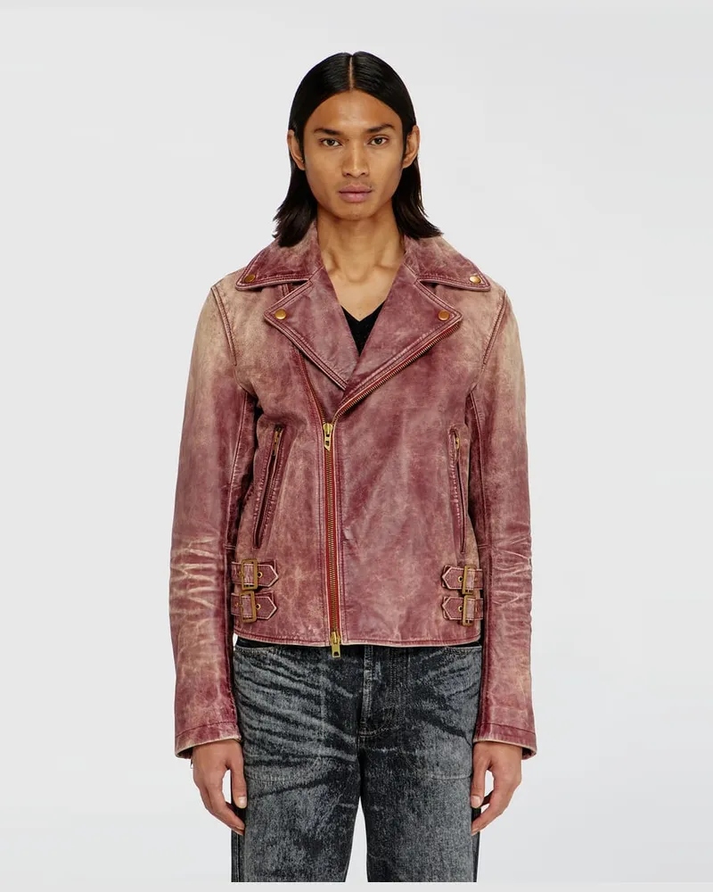 Diesel Biker-Jacke aus behandeltem Leder - Lederjacken - Herren - Braun Braun