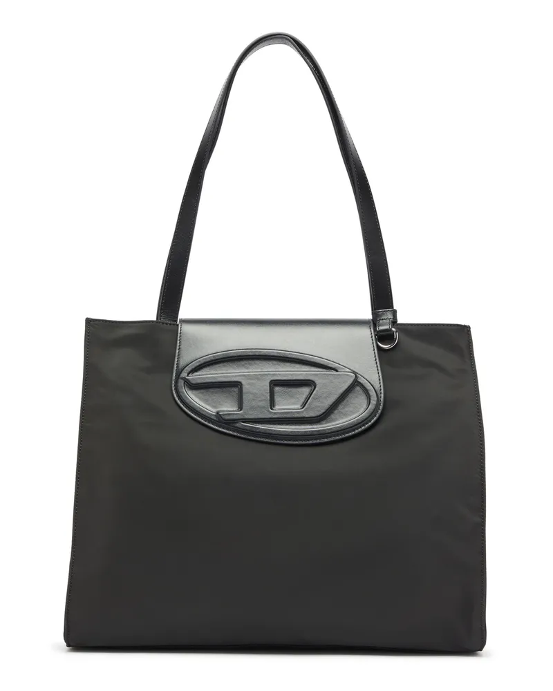 Diesel 1DR - Einkaufstasche aus nylon mit lederklappe - Shoppers - Unisex - Schwarz Schwarz