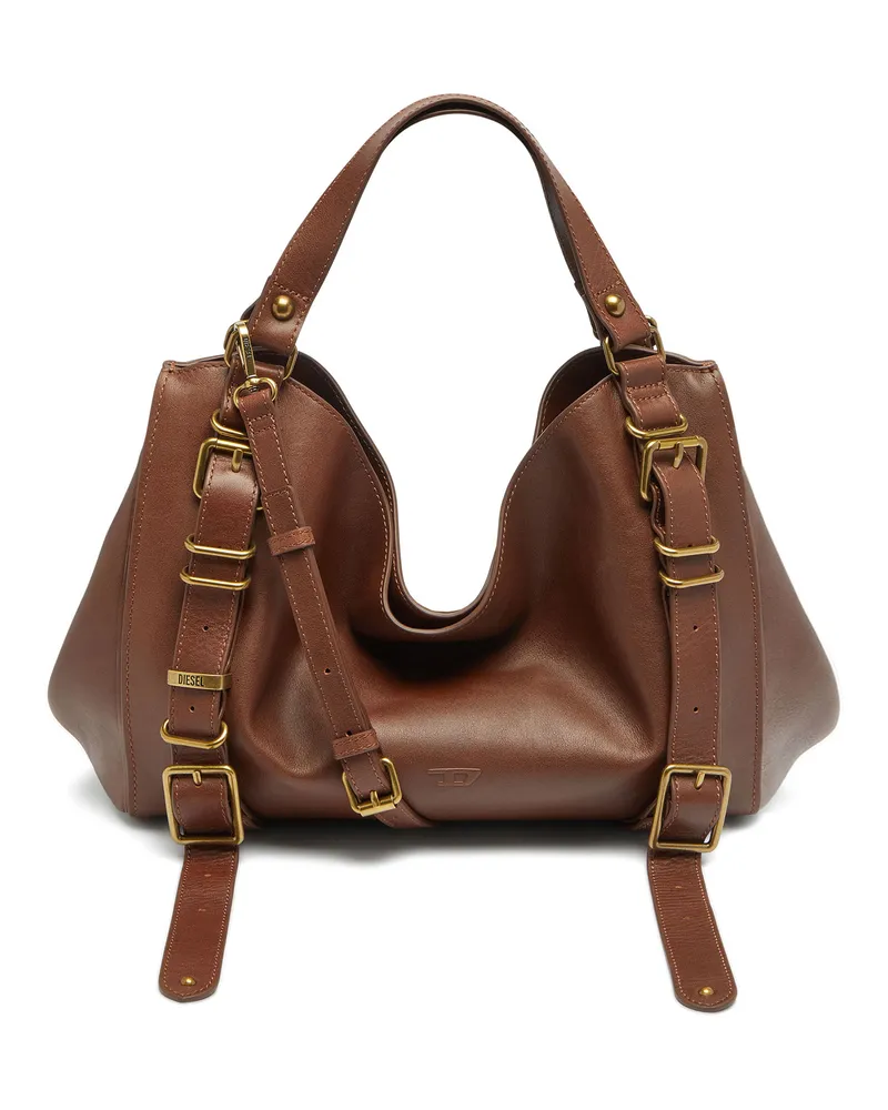 Diesel D-One-Medium Henkeltasche aus behandeltem Leder - Handtaschen - Unisex - Braun Braun