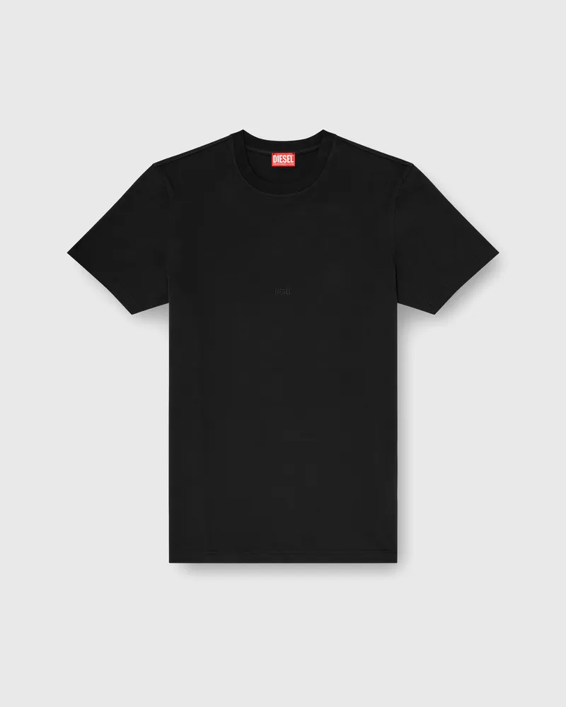 Diesel T-Shirt aus Baumwoll-Interlock mit Logo-Stickerei - T-Shirts - Herren - Schwarz Schwarz