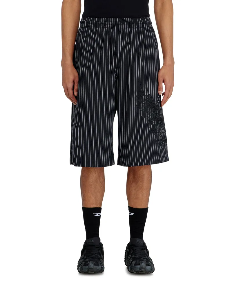 Diesel Pinstripe-Shorts mit Phoenix-Stickerei - Kurze Hosen - Herren - Schwarz Schwarz