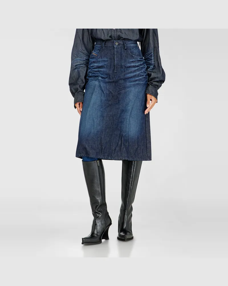 Diesel Midirock aus geknittertem denim - Röcke - Damen - Blau Blau