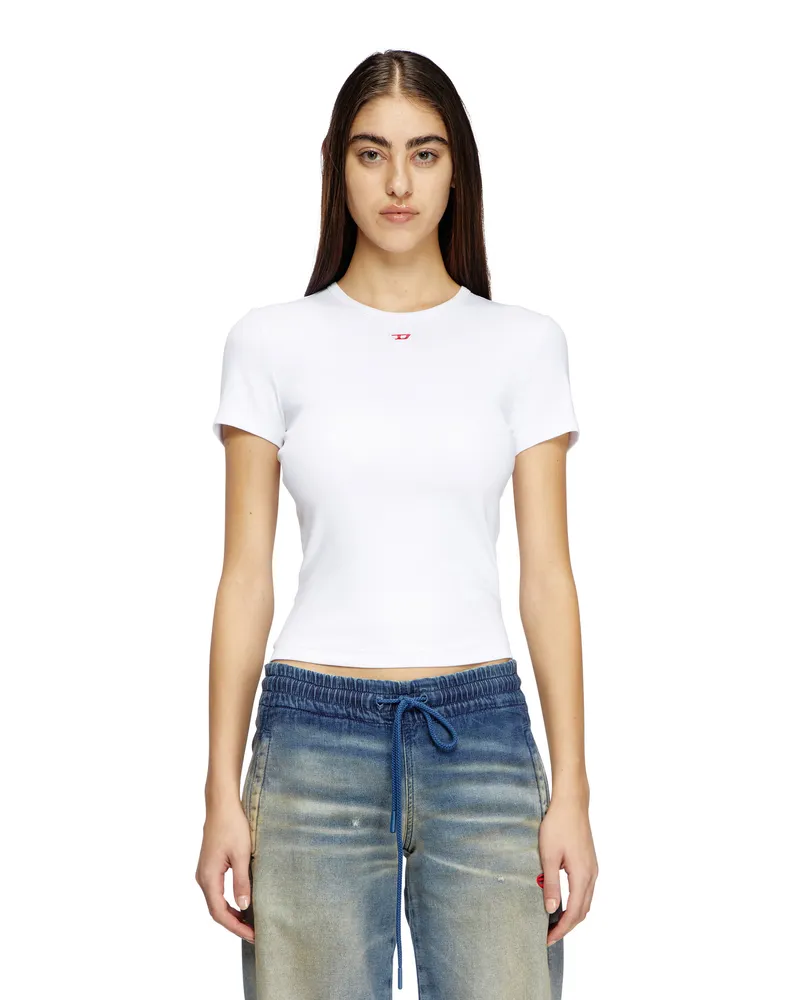 Diesel T-Shirt mit D Logo-Patch - T-Shirts - Damen - Weiss Weiss