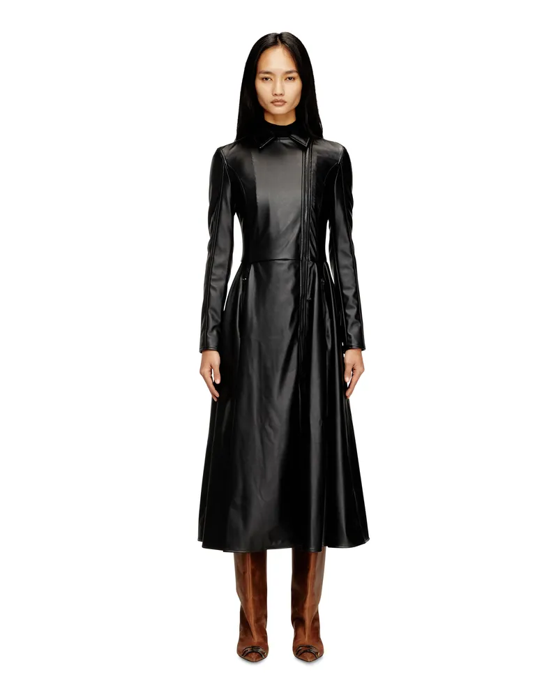 Diesel Midi-Mantelkleid mit Biker-Details - Kleider - Damen - Schwarz Schwarz