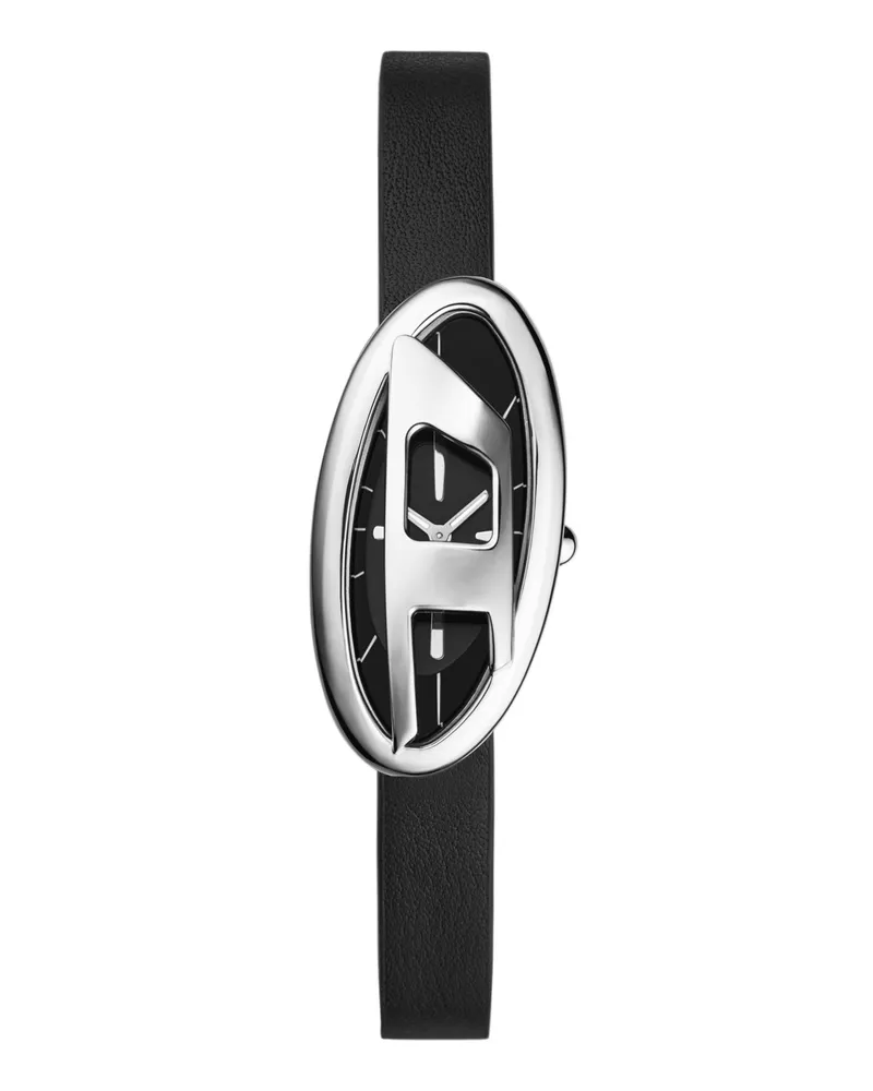 Diesel D-Era Armbanduhr aus schwarzem Leder mit zwei Zeigern - Uhren - Damen - Schwarz Schwarz