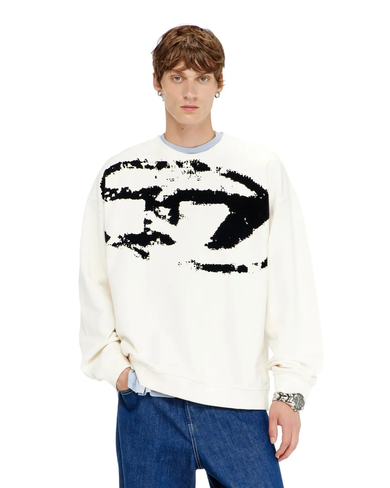 Diesel Baumwoll-Sweatshirt mit geflocktem Oval D - Sweatshirts - Herren - Bunt Bunt