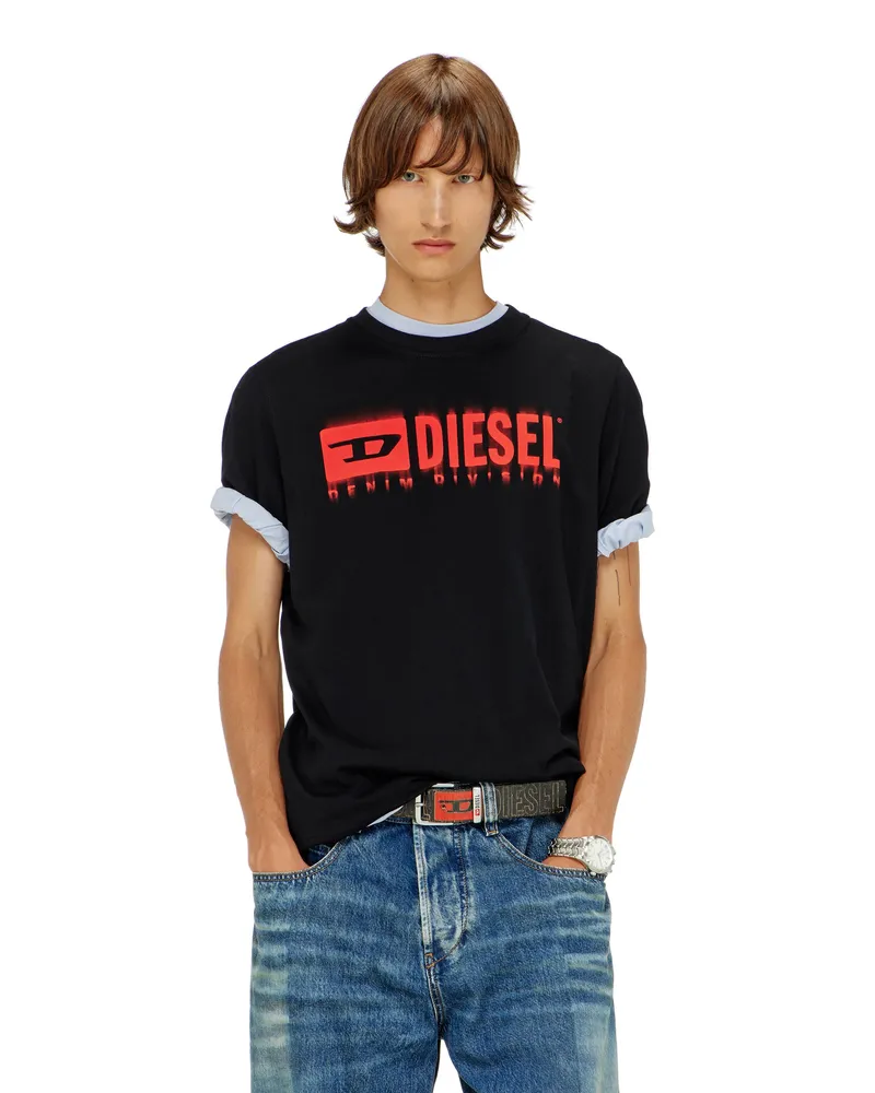 Diesel T-Shirt mit verschwommenem Diesel-Logo - T-Shirts - Herren - Schwarz Schwarz