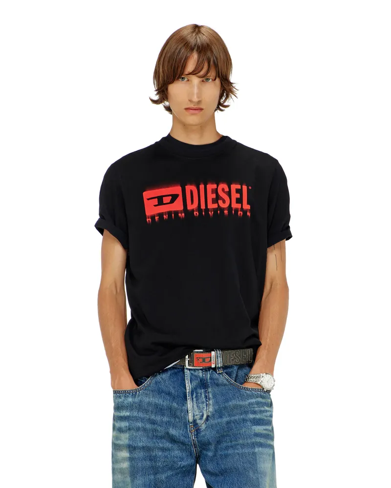 Diesel T-Shirt mit verschwommenem Diesel-Logo - T-Shirts - Herren - Schwarz Schwarz