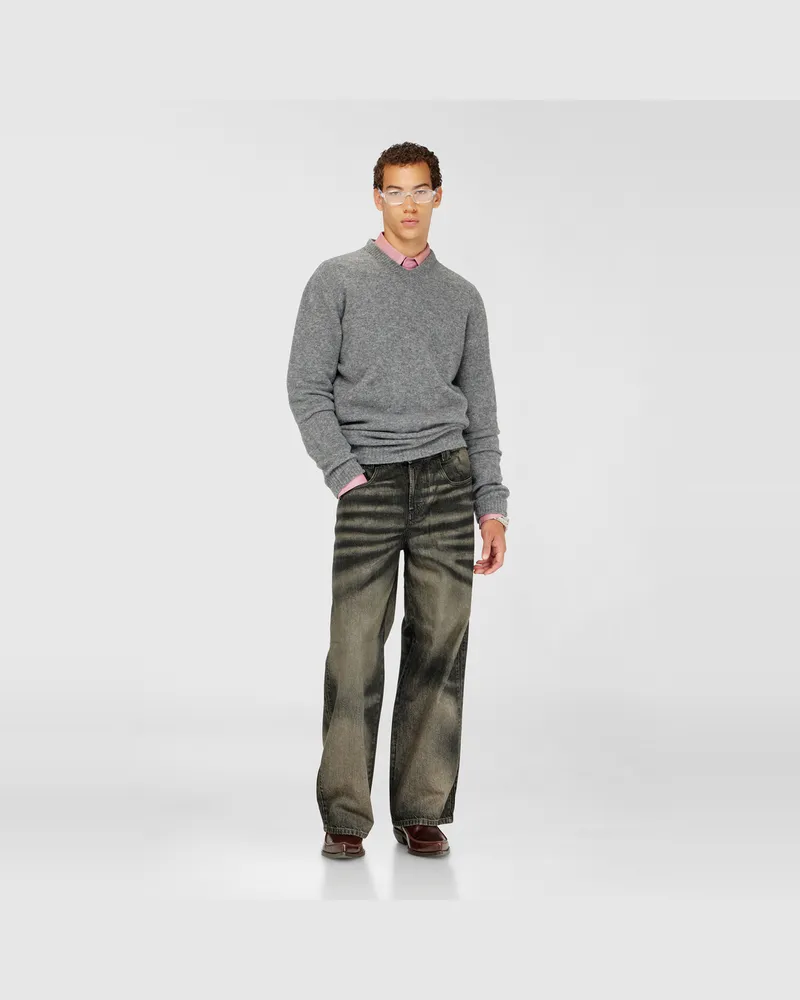 Diesel Pullover mit V-Ausschnitt aus gewalktem Strick mit gekräuselter Struktur - Strickwaren - Herren - Grau Grau