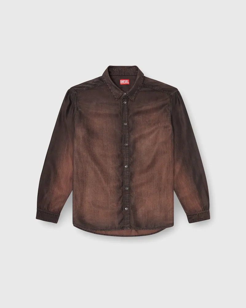 Diesel Hemd aus fließendem, beschichtetem Denim - Denimhemden - Herren - Braun Braun