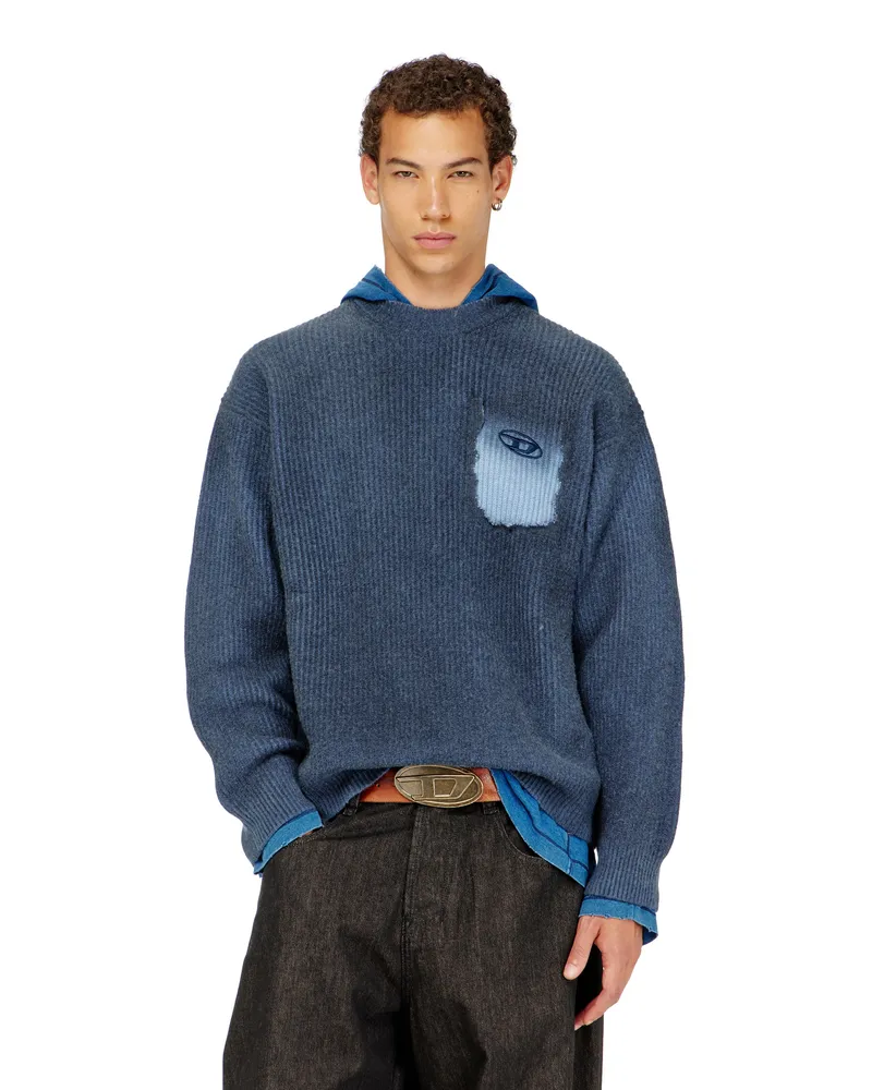 Diesel Pullover aus Wollmischung mit Zier-Brusttasche - Strickwaren - Herren 
