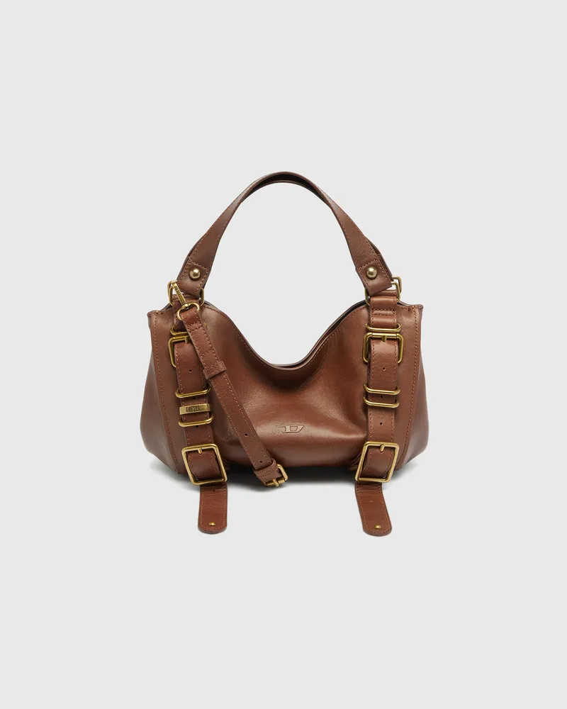 Diesel D-One-Small Henkeltasche aus behandeltem Leder - Handtaschen - Damen - Braun Braun