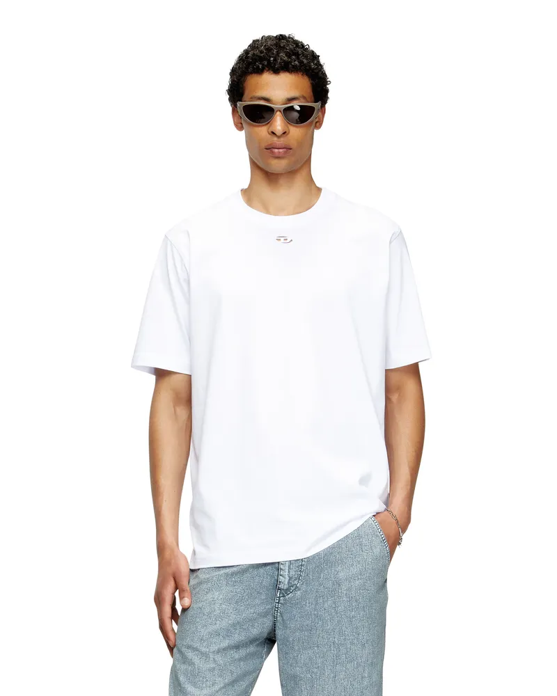 Diesel T-Shirt mit Cutout-Oval D - T-Shirts - Herren - Weiss Weiss