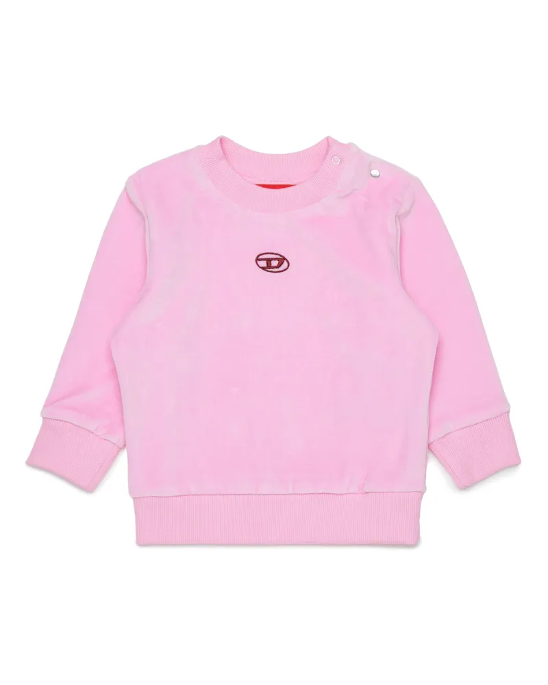 Diesel Sweatshirt aus Samt mit Oval D Stickerei - Sweatshirts - Herren - Rosa Rosa