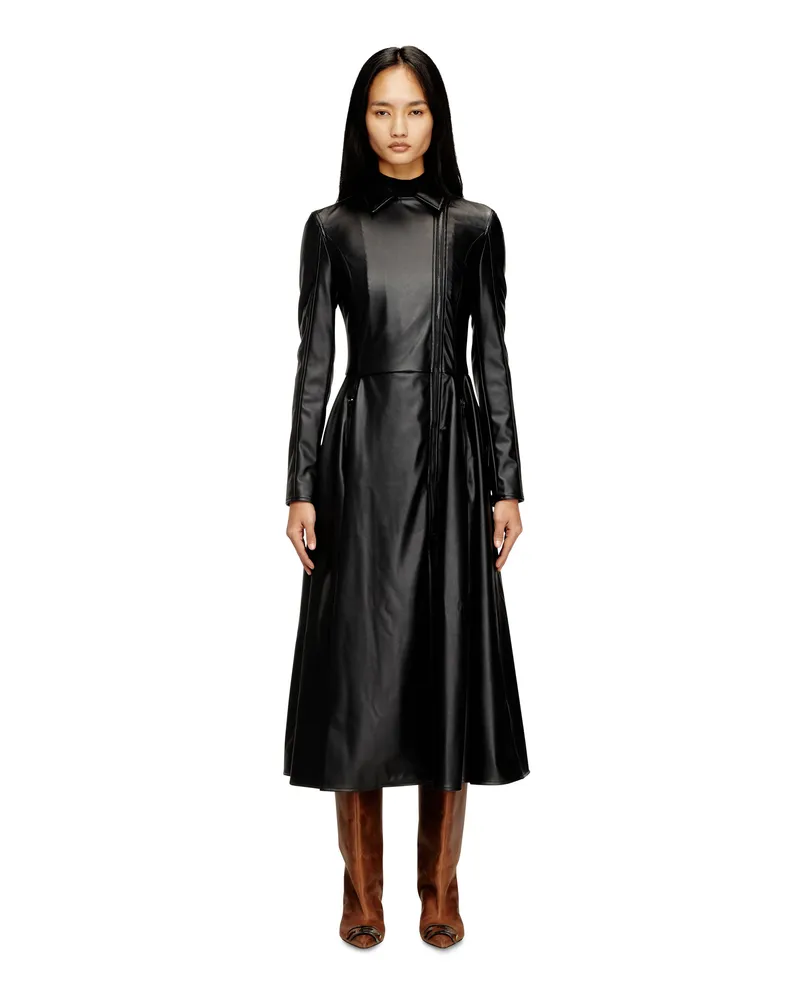 Diesel Midi-Mantelkleid mit Biker-Details - Kleider - Damen - Schwarz Schwarz