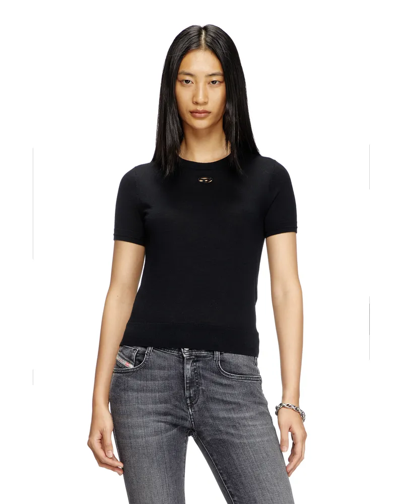 Diesel Kurzarm-Pullover aus Wolle - T-Shirts - Damen - Schwarz Schwarz