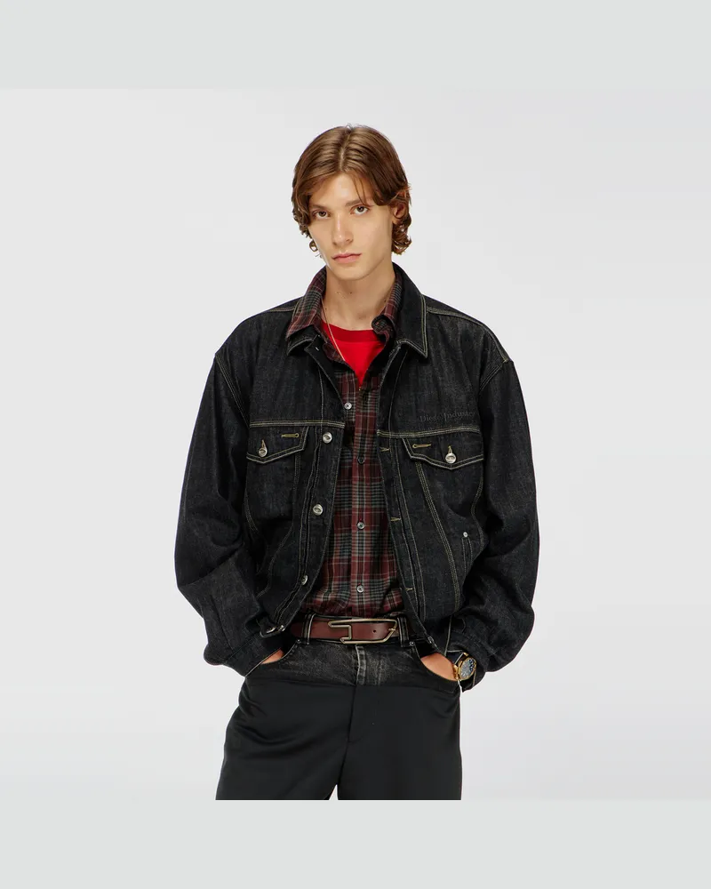Diesel Trucker-Jacke aus Rinse-Denim - Denim jacken - Unisex - Schwarz Schwarz
