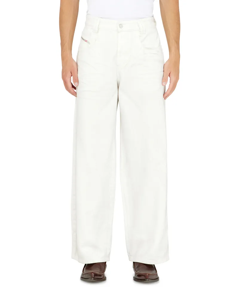 Diesel Relaxed Jeans High Waist 1982 D-Hakou, Weiß, Knopfverschluss Weiss
