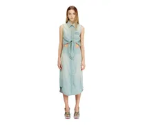 Midikleid aus fließendem Denim mit Schmutzeffekt - Kleider - Damen - Blau