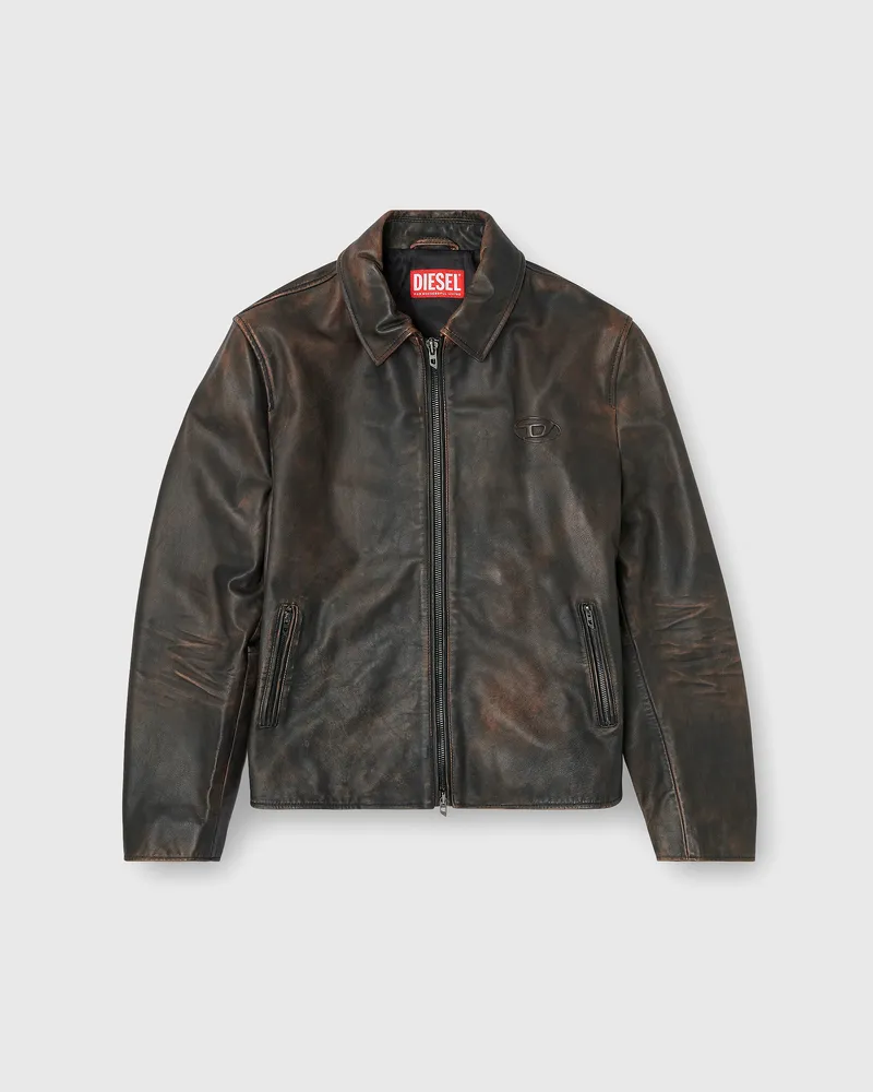 Diesel Coachjacke aus behandeltem Leder - Lederjacken - Herren - Braun Braun