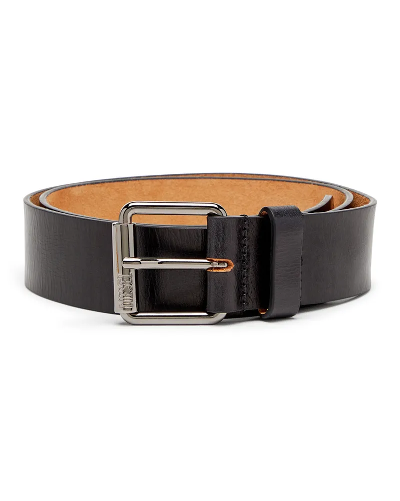 Diesel 4cm Gürtel aus Leder mit Fifth Pocket-Logo-Flagge. - Gürtel - Herren - Schwarz Schwarz