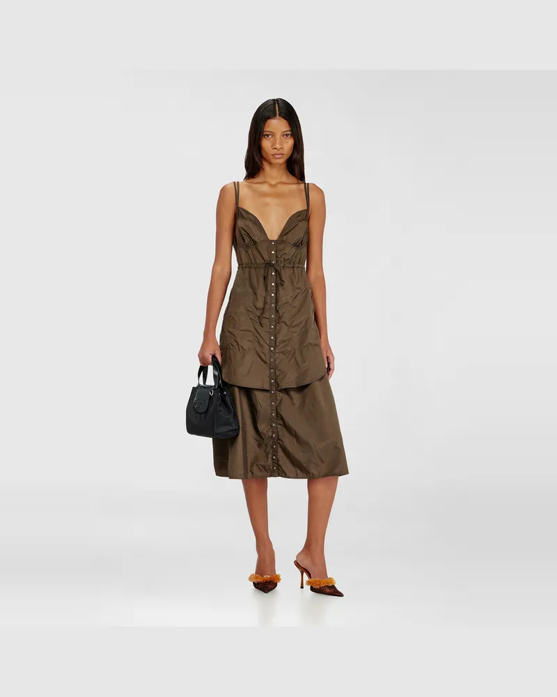 Diesel Leichtes Nylonkleid mit Lagen-Design - Kleider - Damen - Braun Braun