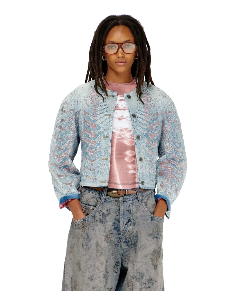 Diesel Jacke aus microstone devoré denim - Denim jacken - Damen - Blau Blau