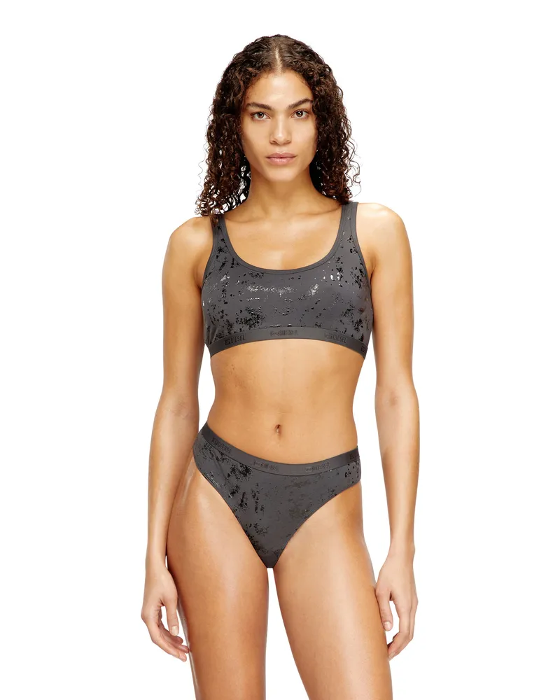 Diesel Bralette aus Stretch-Baumwolle mit Metallic-Print - BHs - Damen - Grau Grau