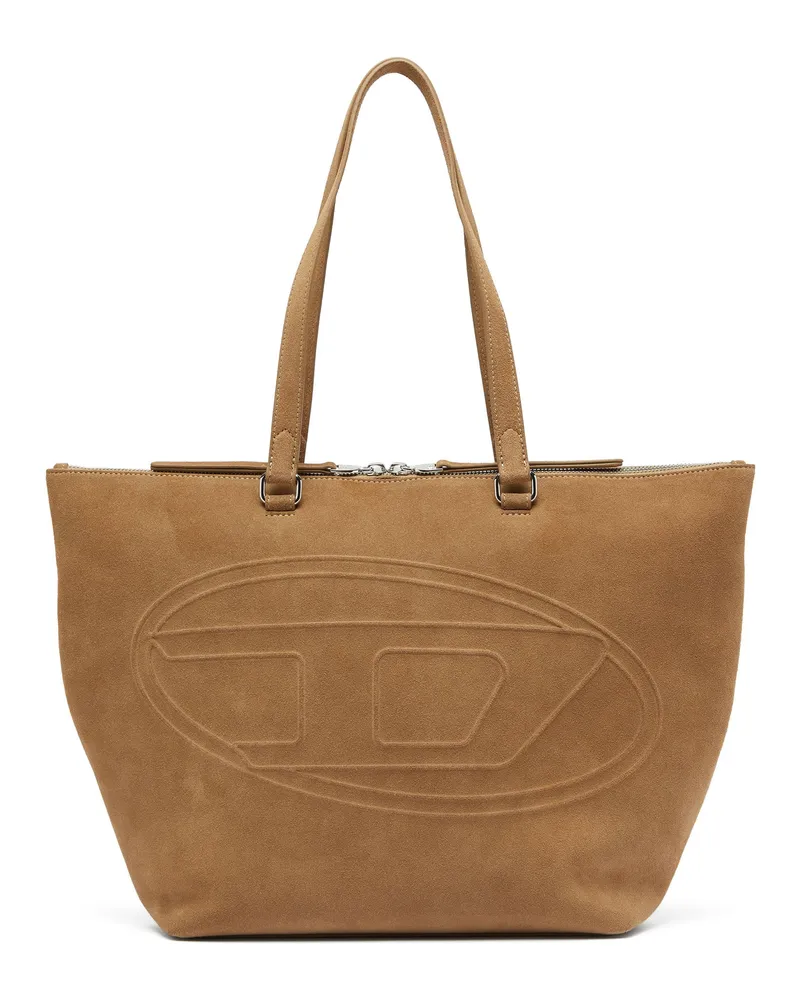 Diesel 1DR Dome-Suede Tote mit Oval D Logo - Shoppers - Unisex - Braun Braun