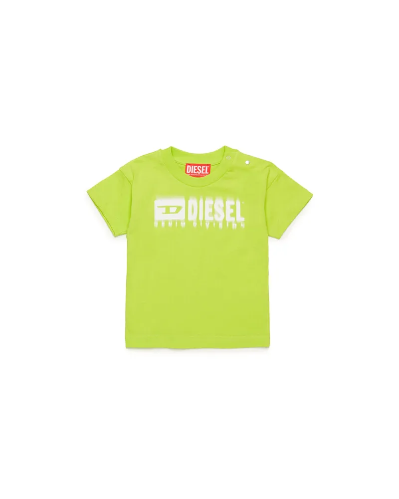 Diesel T-Shirt mit verschmiertem Logo - T-Shirts und Tops - Unisex - Grün Grün
