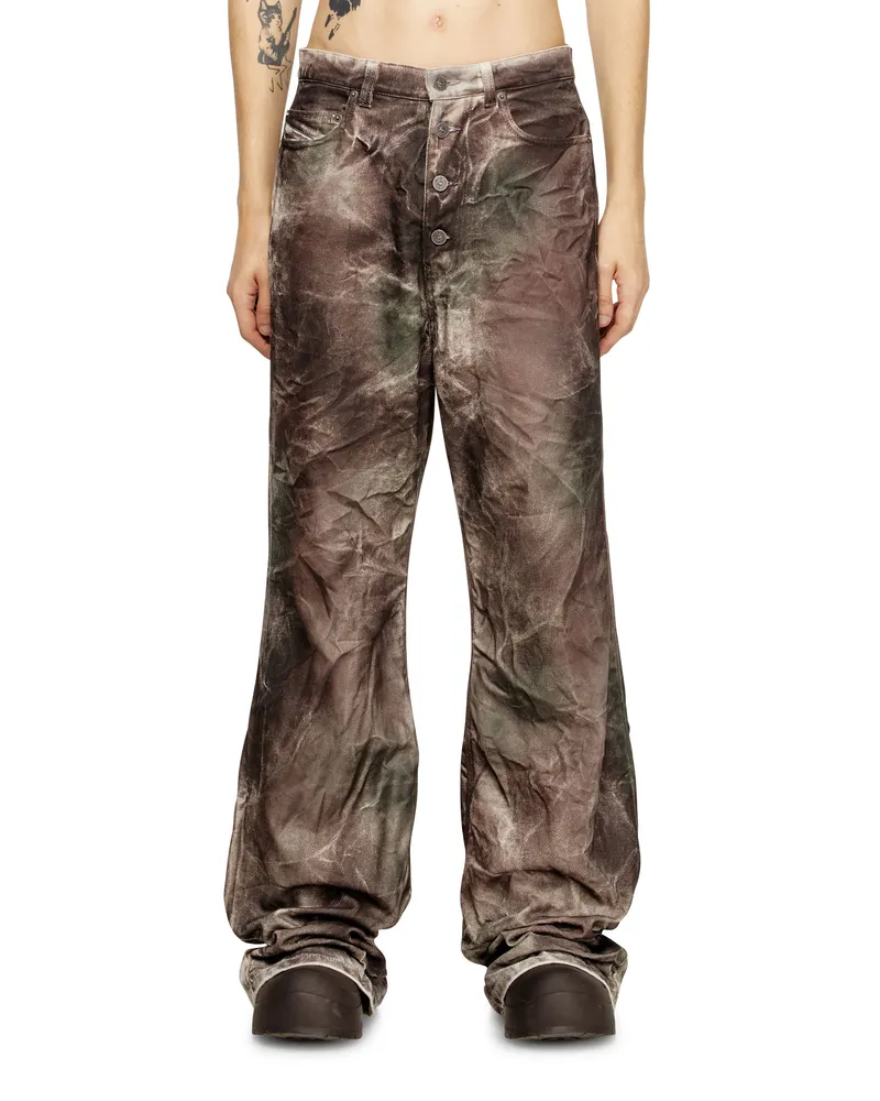 Diesel Hose aus zerknittertem Tarnleinwandstoff - Hosen - Unisex - Bunt Bunt