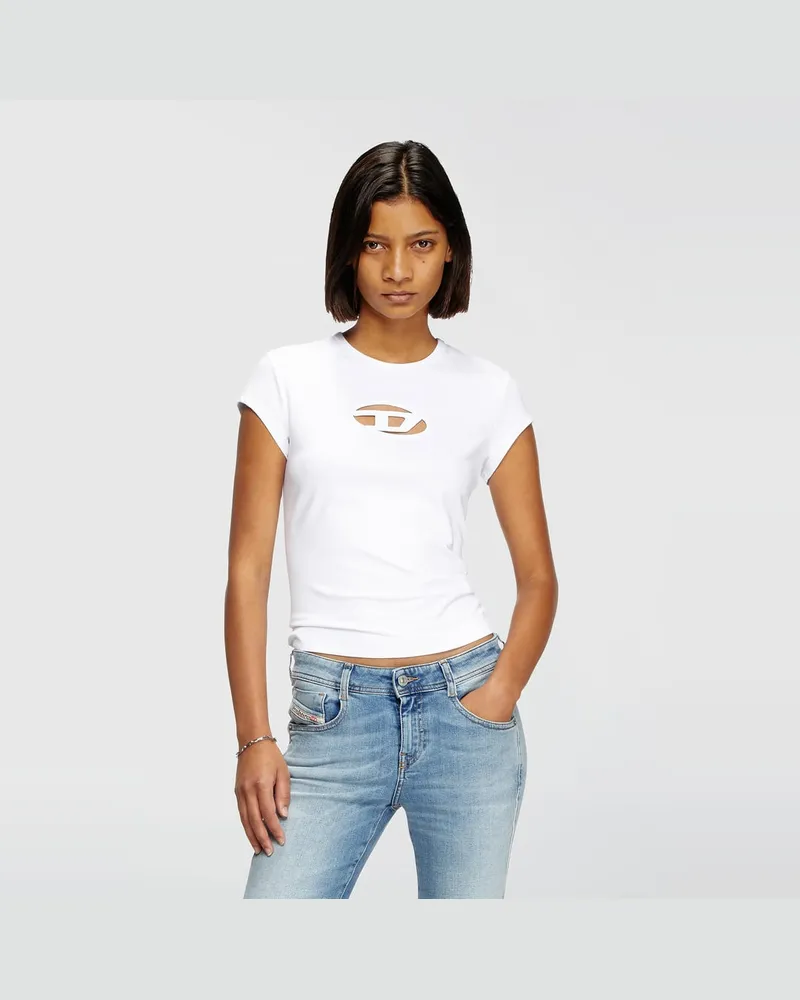 Diesel T-Shirt mit Cutout-Logo - T-Shirts - Damen - Weiss Weiss