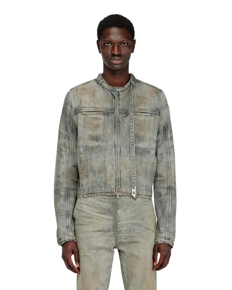 Diesel Jacke aus Baumwoll-Hanf-Satin-Denim - Denim jacken - Herren - Grau Grau