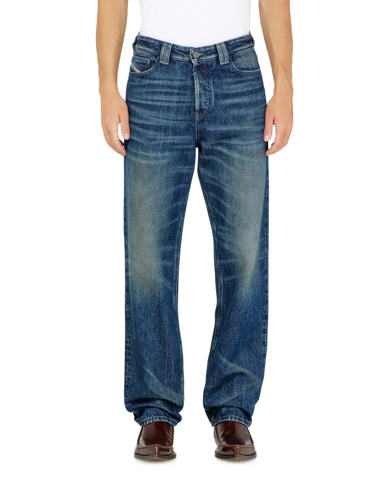 Diesel Regular Jeans High Waist 1991 D-Voeed, Dunkelblau, Knopfverschluss Blau